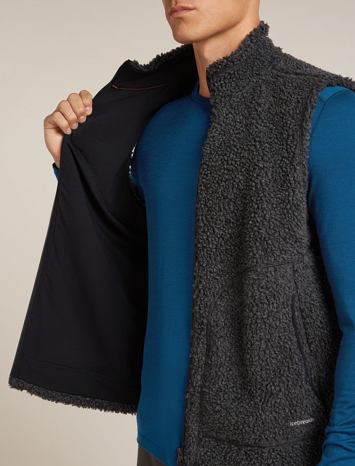Merino Blend 960 RealFleece™ High Pile Vest Jet Hthr/Black - 8