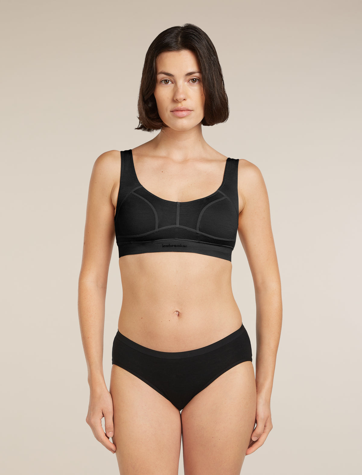 Women's Merino Queens Clasp Bra Black - 1