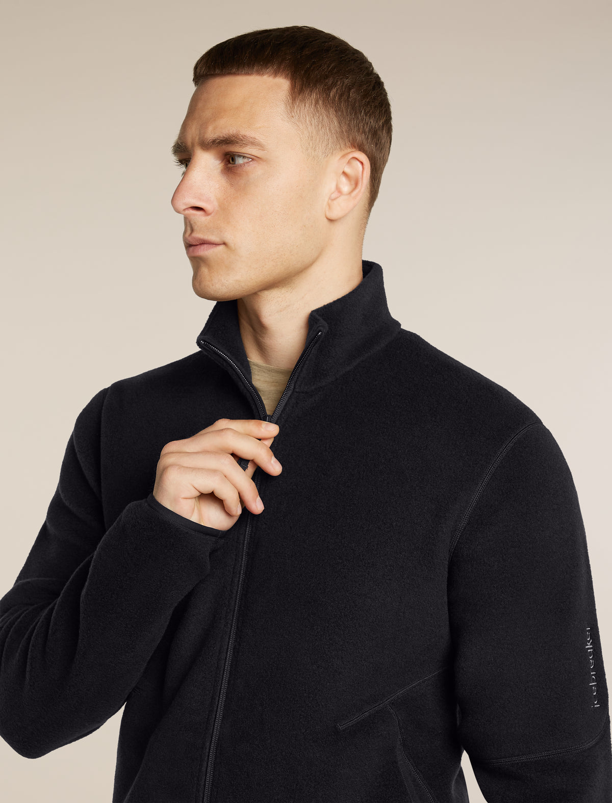 Men's Merino Blend 800 RealFleece™  Classic Pile Long Sleeve Zip Black - 6