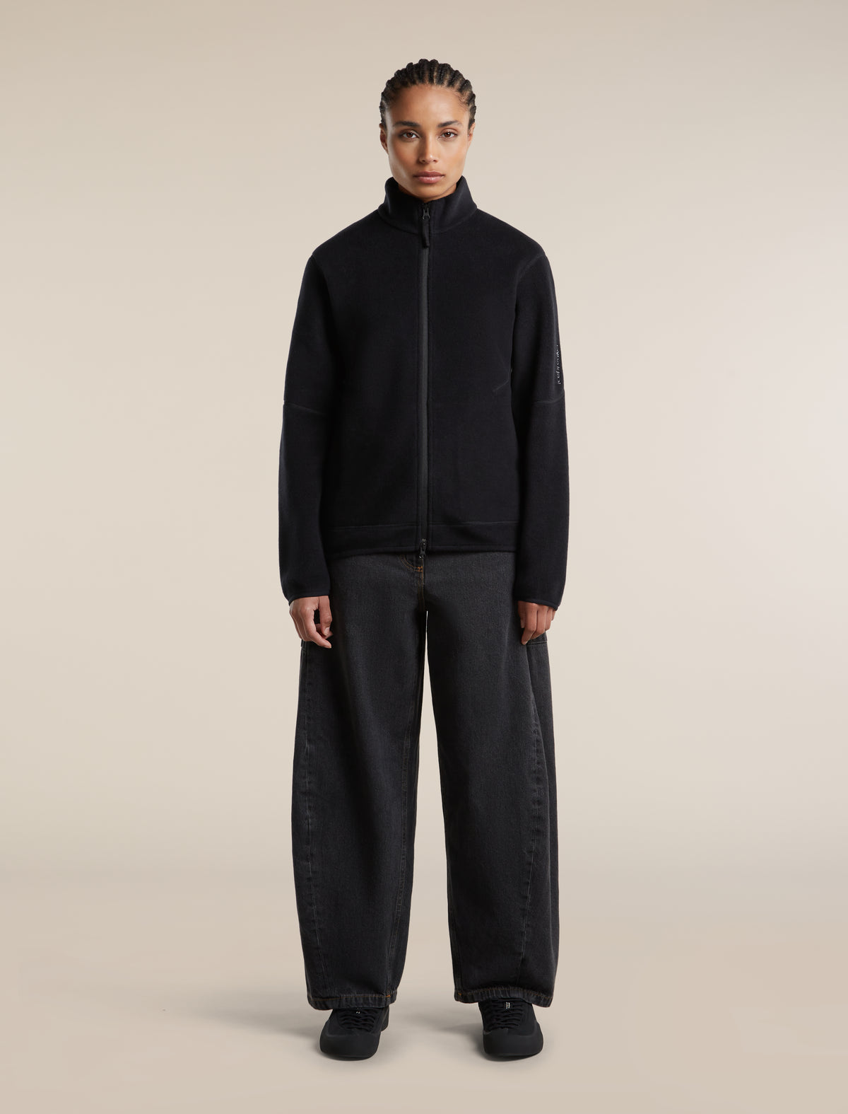 Women's Merino Blend 800 RealFleece™  Classic Pile Long Sleeve Zip Black - 3