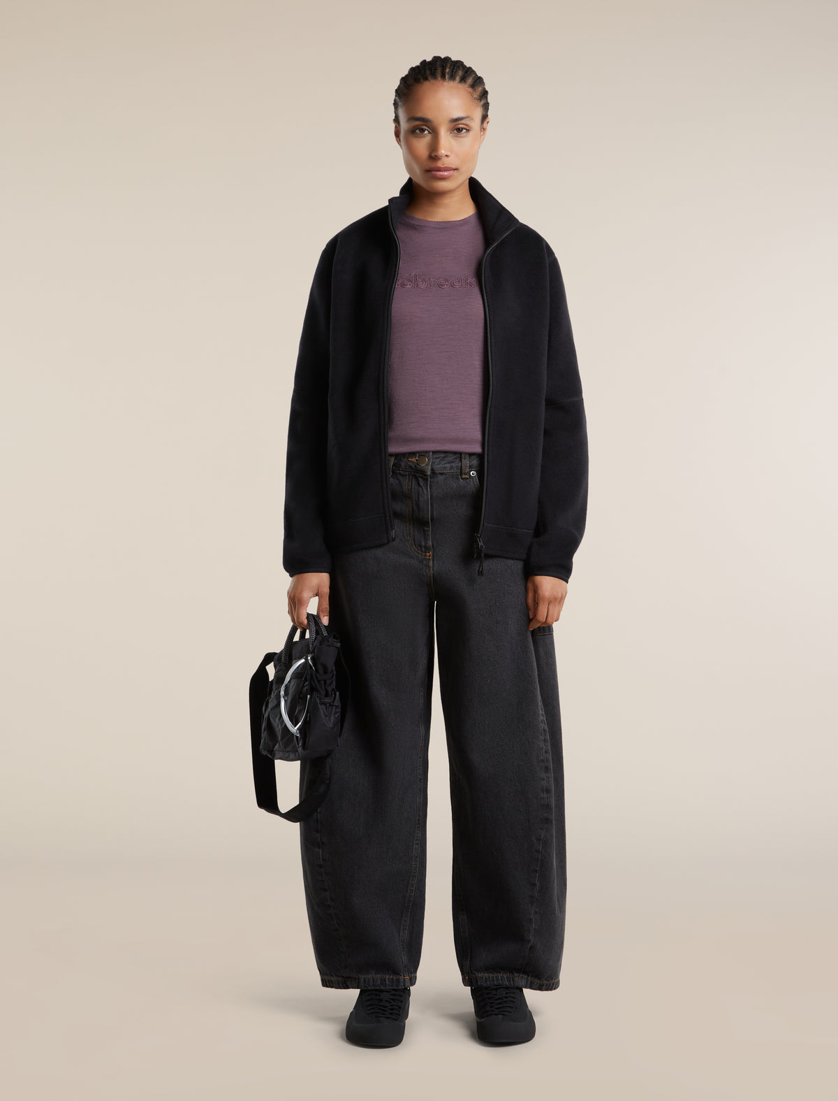 Women's Merino Blend 800 RealFleece™  Classic Pile Long Sleeve Zip Black - 4