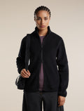 Women's Merino Blend 800 RealFleece™  Classic Pile Long Sleeve Zip Black - 5