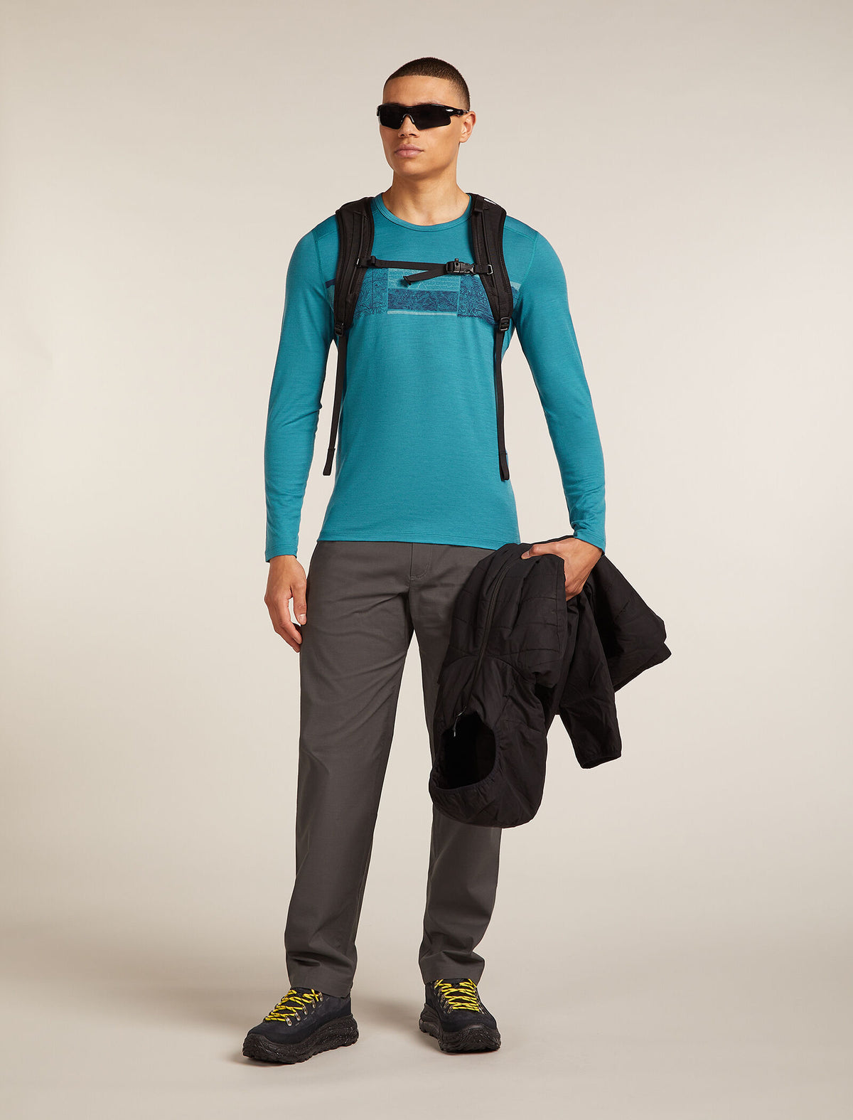 Merino 200 Oasis Long Sleeve Crew Thermal Top Elevation Line Topaz - 4
