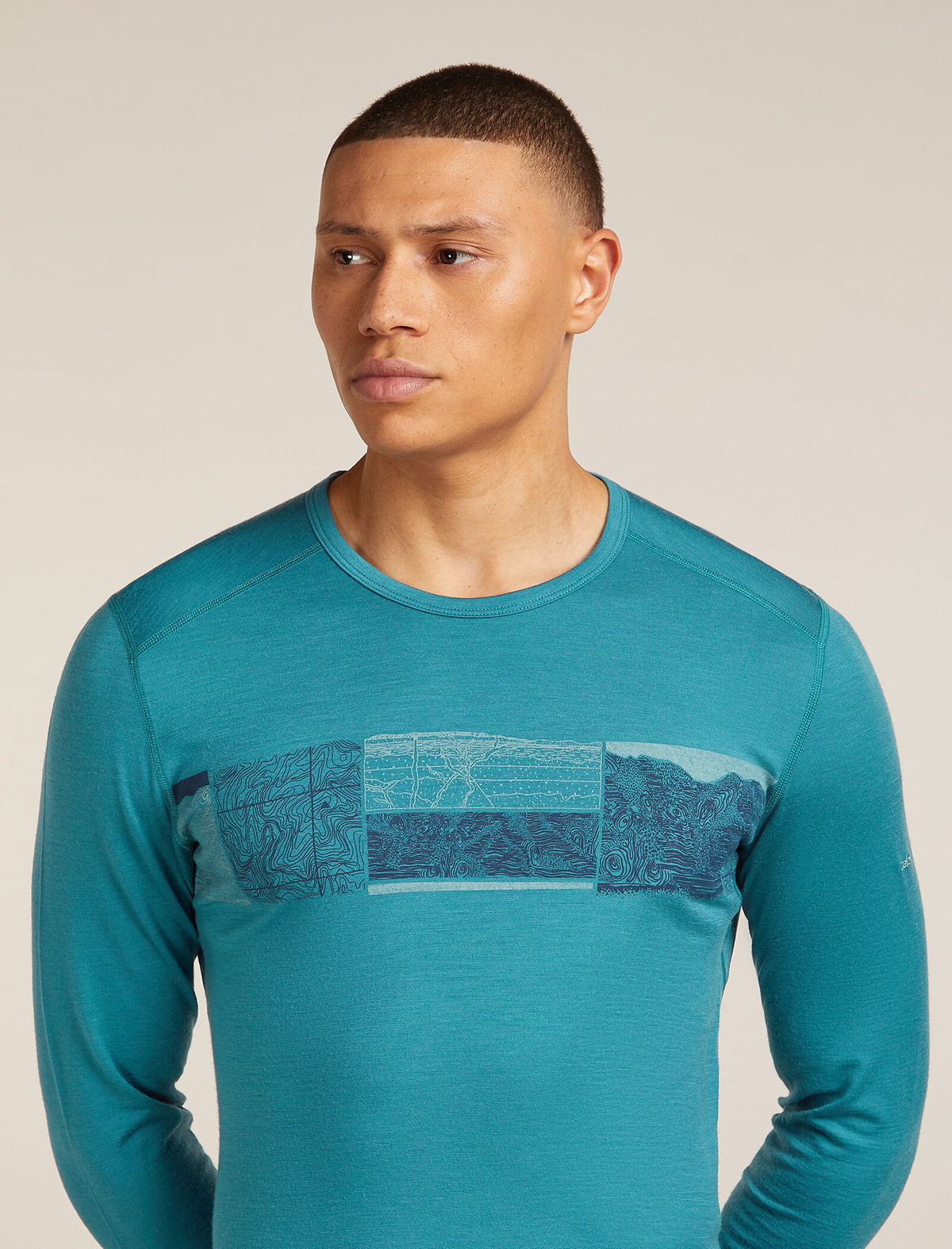 Merino 200 Oasis Long Sleeve Crew Thermal Top Elevation Line Topaz - 5
