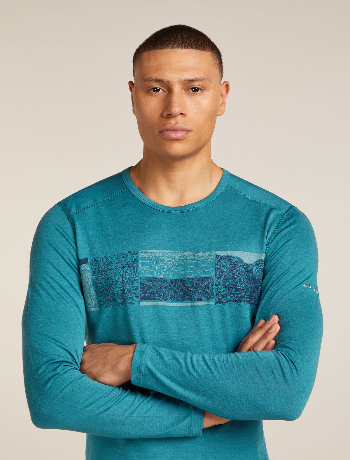 Merino 200 Oasis Long Sleeve Crew Thermal Top Elevation Line Topaz - 6