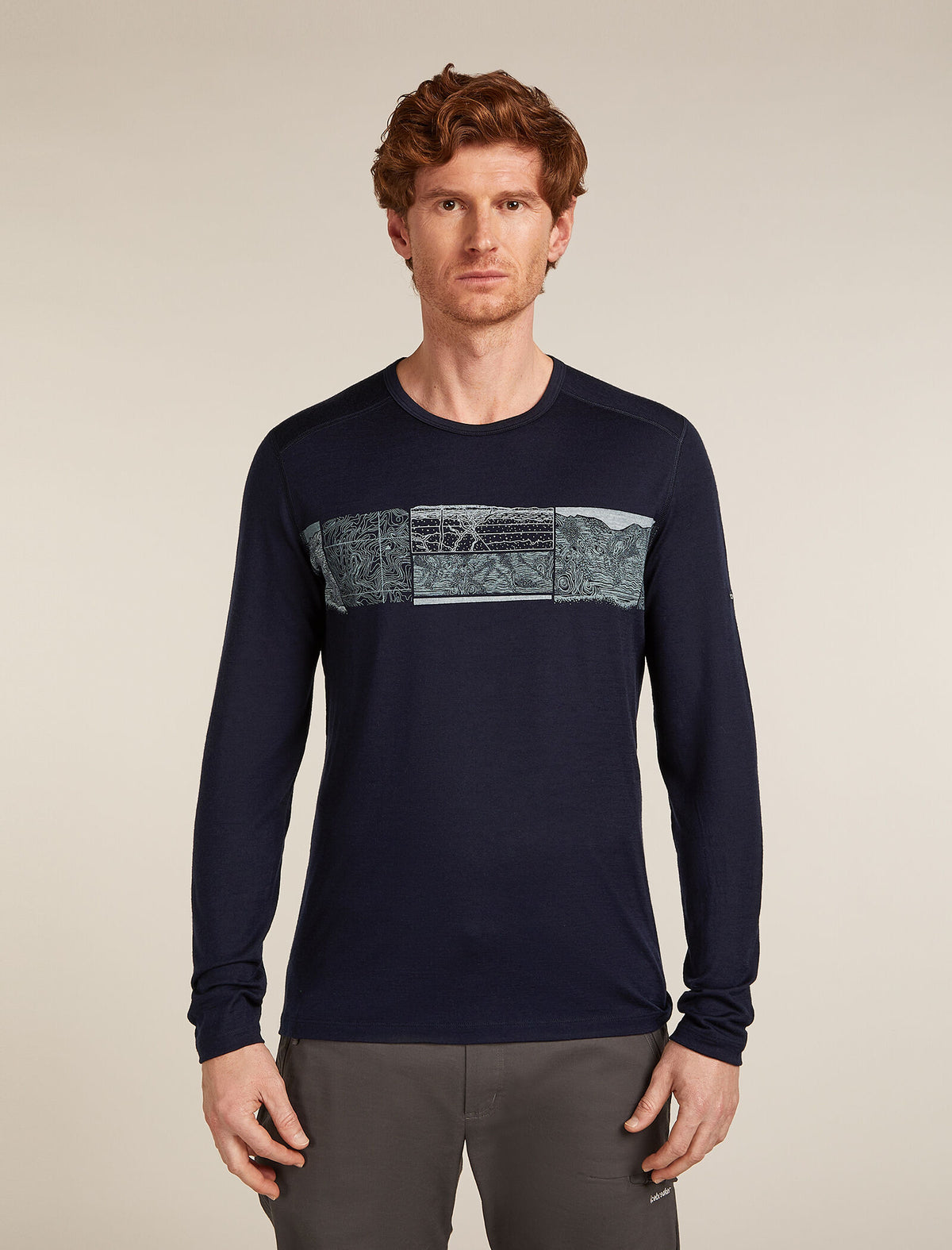 Merino 200 Oasis Long Sleeve Crew Thermal Top Elevation Line Midnight navy - 1