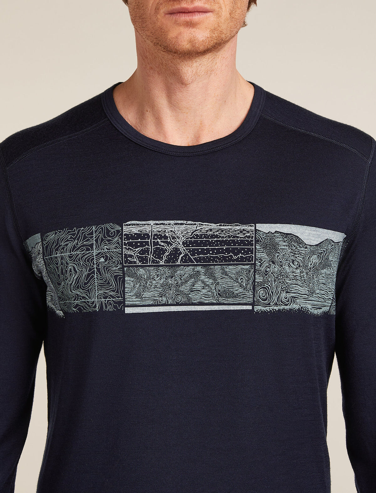 Merino 200 Oasis Long Sleeve Crew Thermal Top Elevation Line Midnight navy - 5