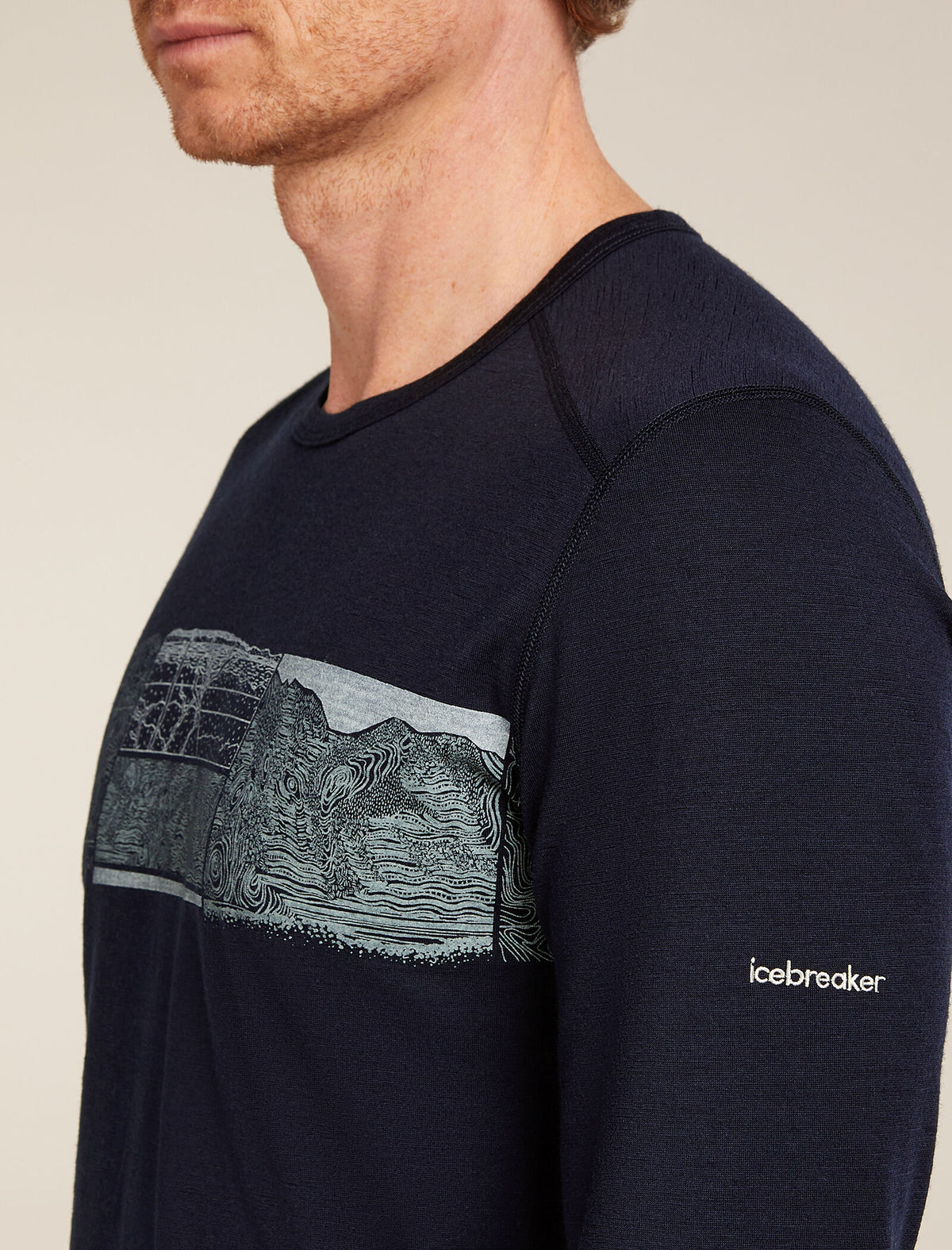 Merino 200 Oasis Long Sleeve Crew Thermal Top Elevation Line Midnight navy - 6