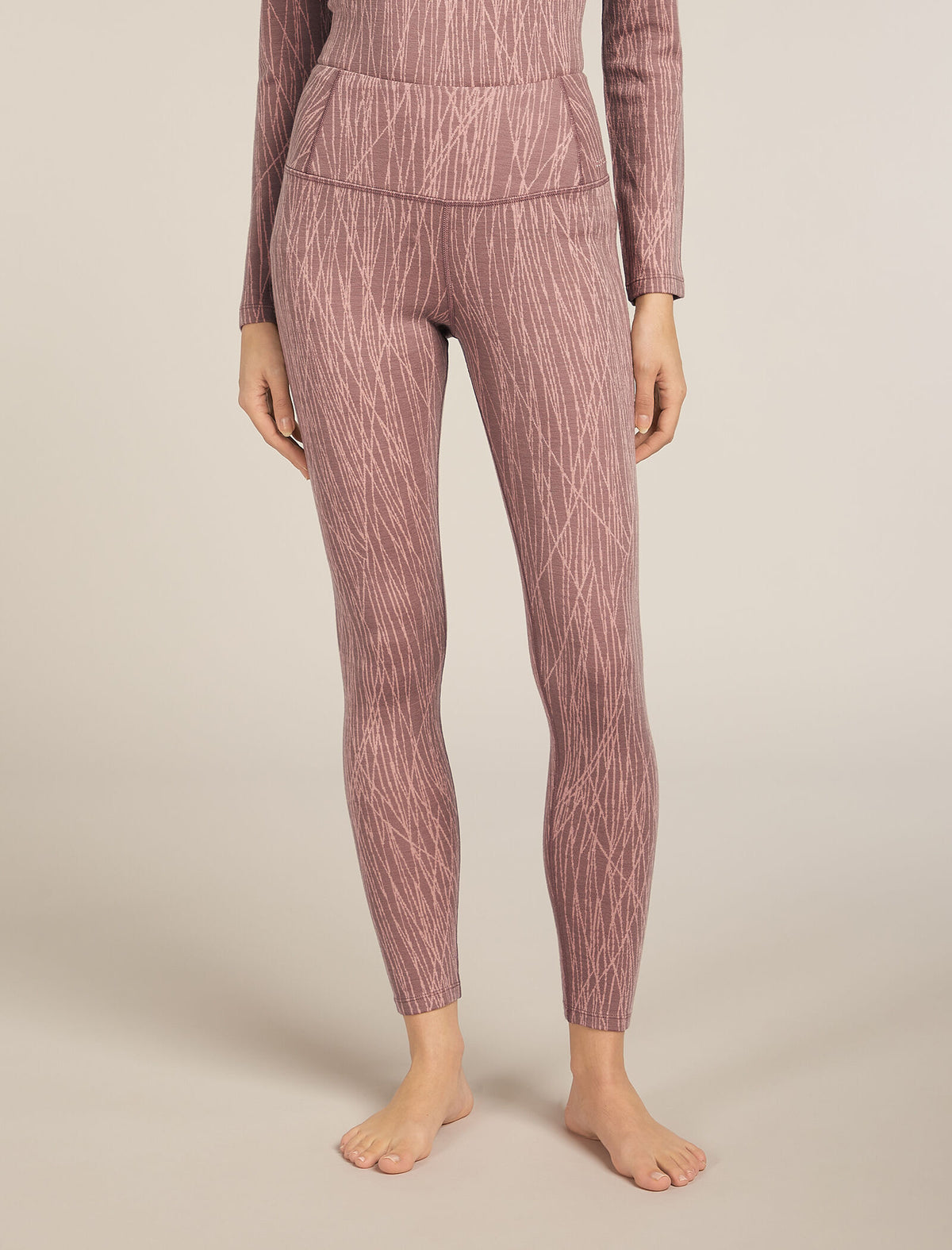 Merino 260 Tech Vertex High Rise Thermal Leggings Delta Lines Summit/Blush - 1