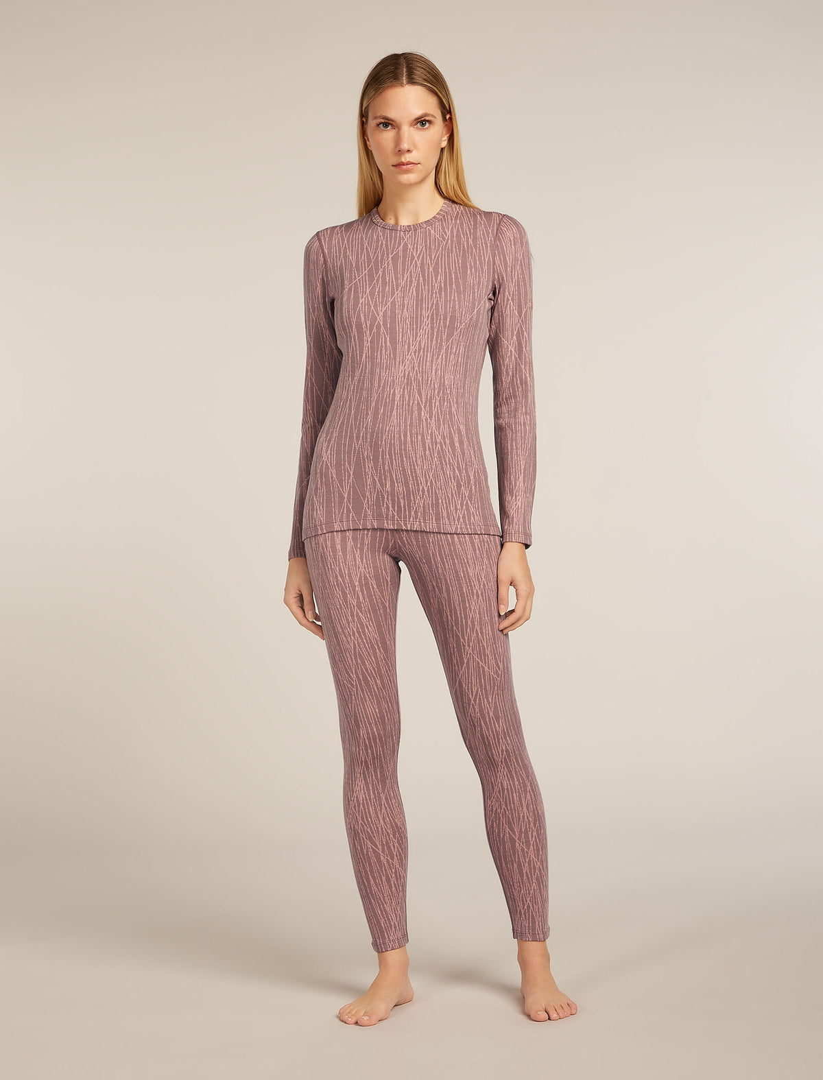 Merino 260 Tech Vertex High Rise Thermal Leggings Delta Lines Summit/Blush - 3