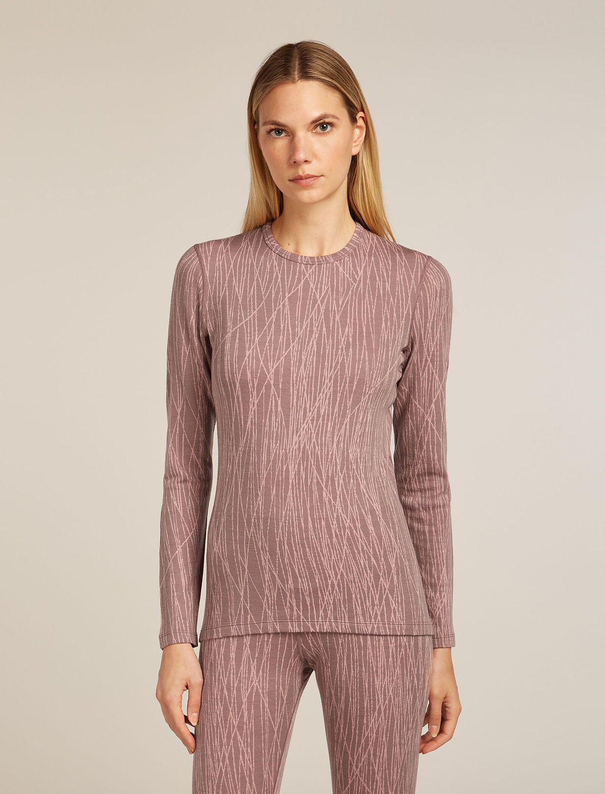 Merino 260 Tech Vertex Long Sleeve Crew Thermal Top Delta Lines Summit/Blush - 1