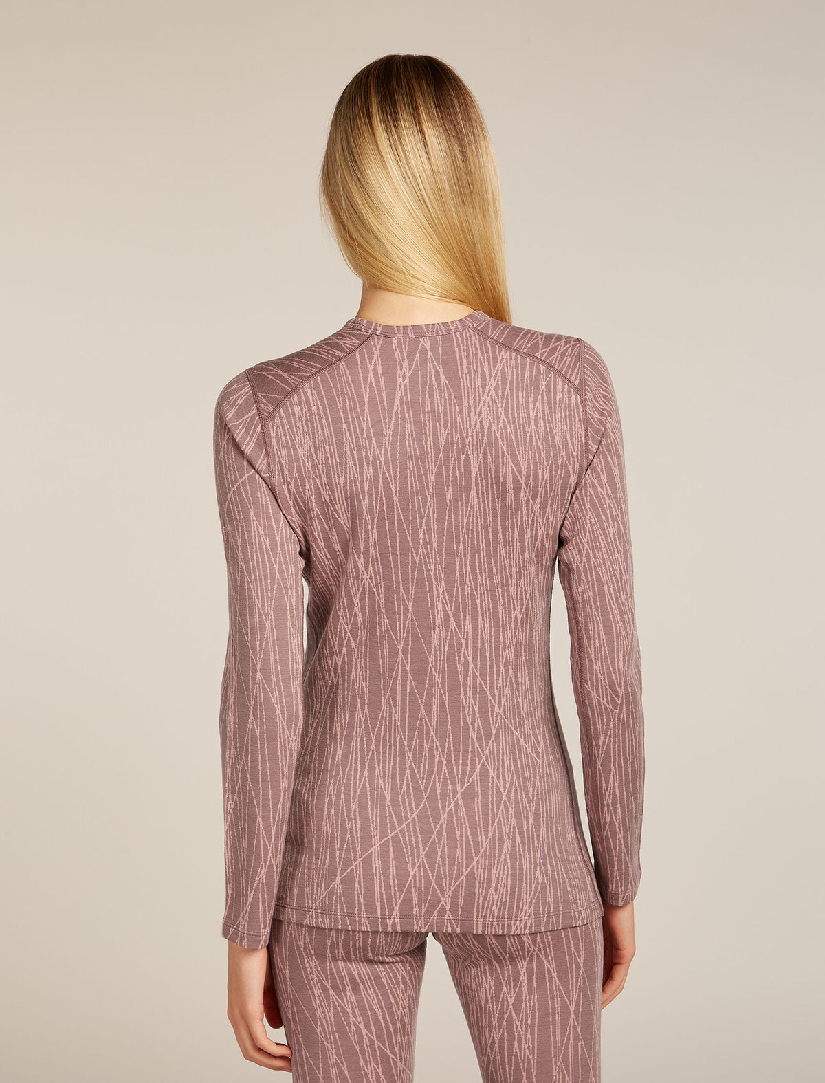 Merino 260 Tech Vertex Long Sleeve Crew Thermal Top Delta Lines Summit/Blush - 2
