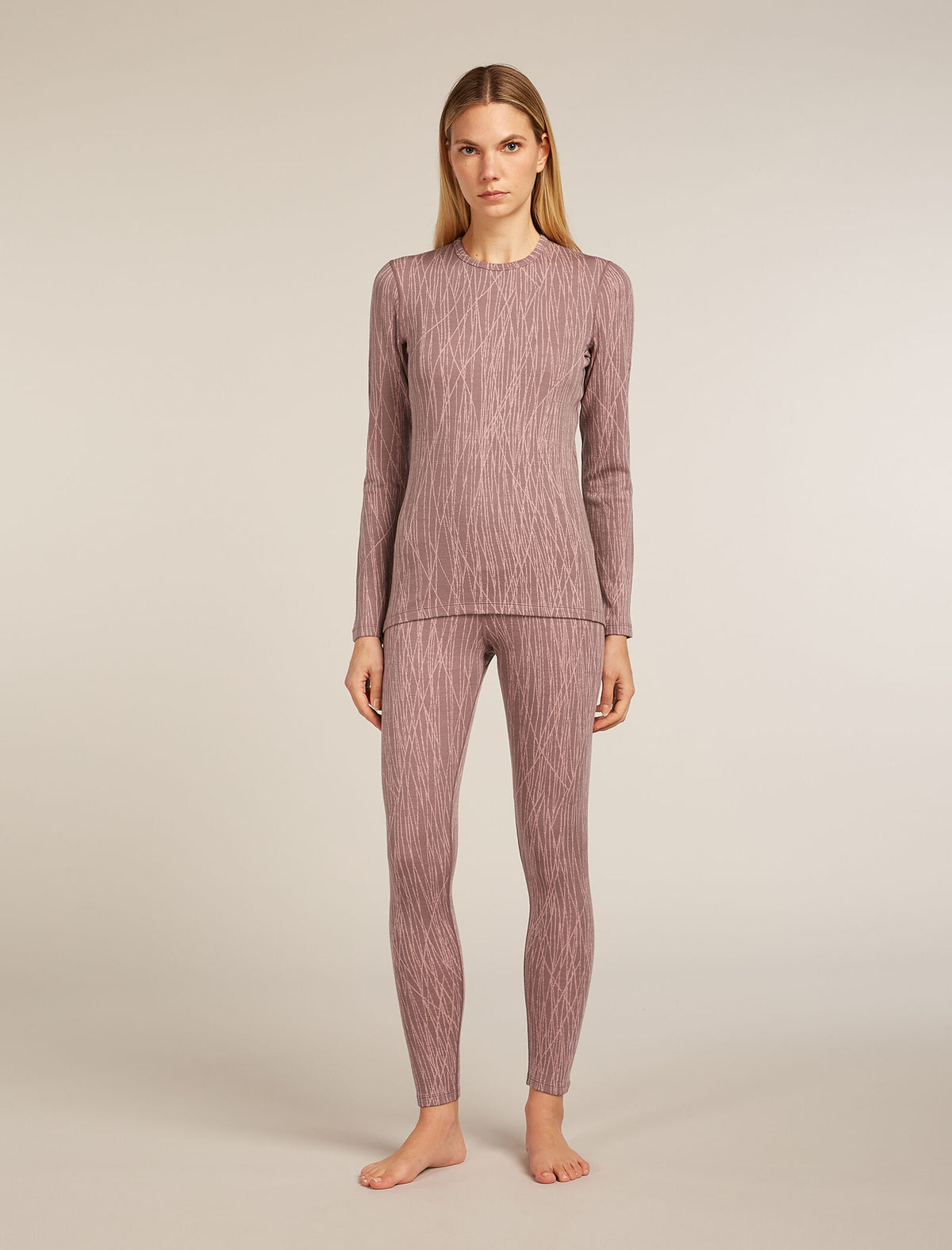 Merino 260 Tech Vertex Long Sleeve Crew Thermal Top Delta Lines Summit/Blush - 3
