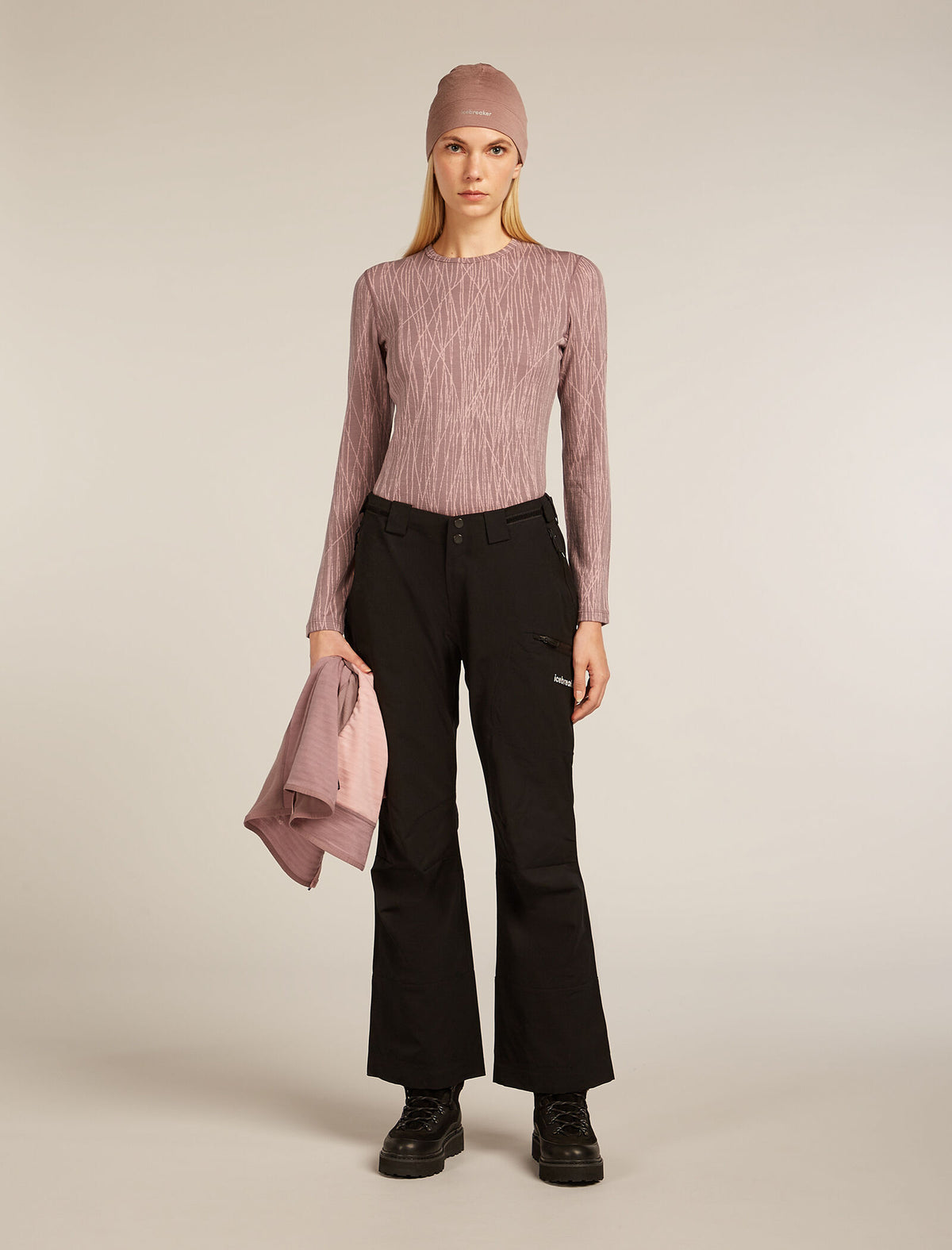 Merino 260 Tech Vertex Long Sleeve Crew Thermal Top Delta Lines Summit/Blush - 4
