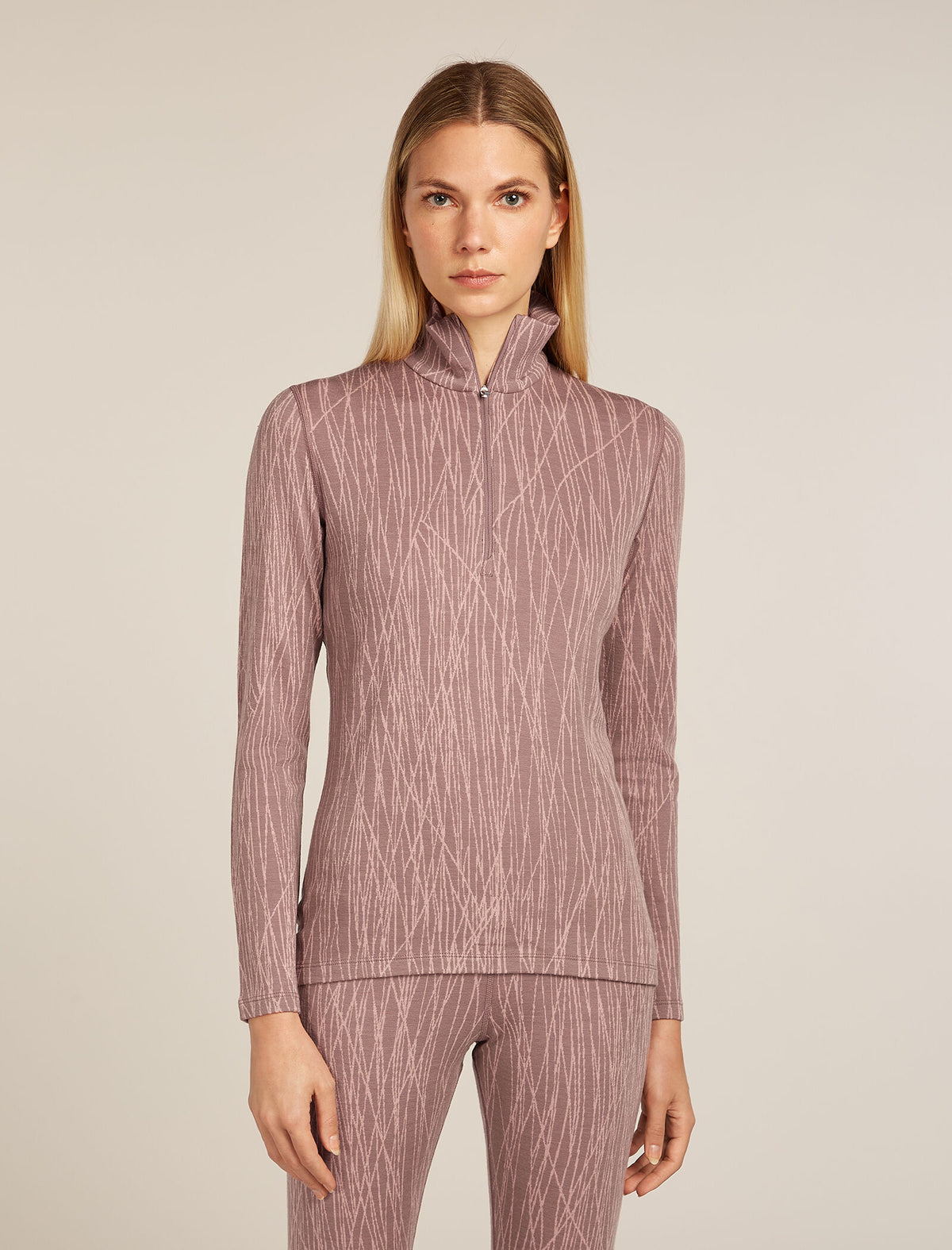Merino 260 Tech Vertex Long Sleeve Half Zip Thermal Top Delta Lines Summit/Blush - 1