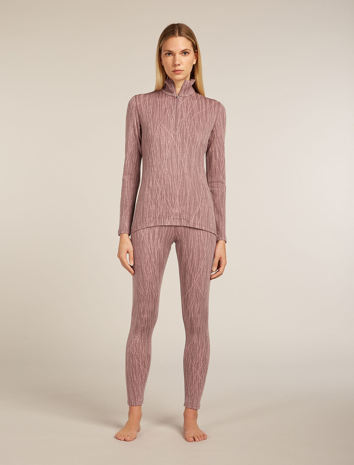 Merino 260 Tech Vertex Long Sleeve Half Zip Thermal Top Delta Lines Summit/Blush - 3