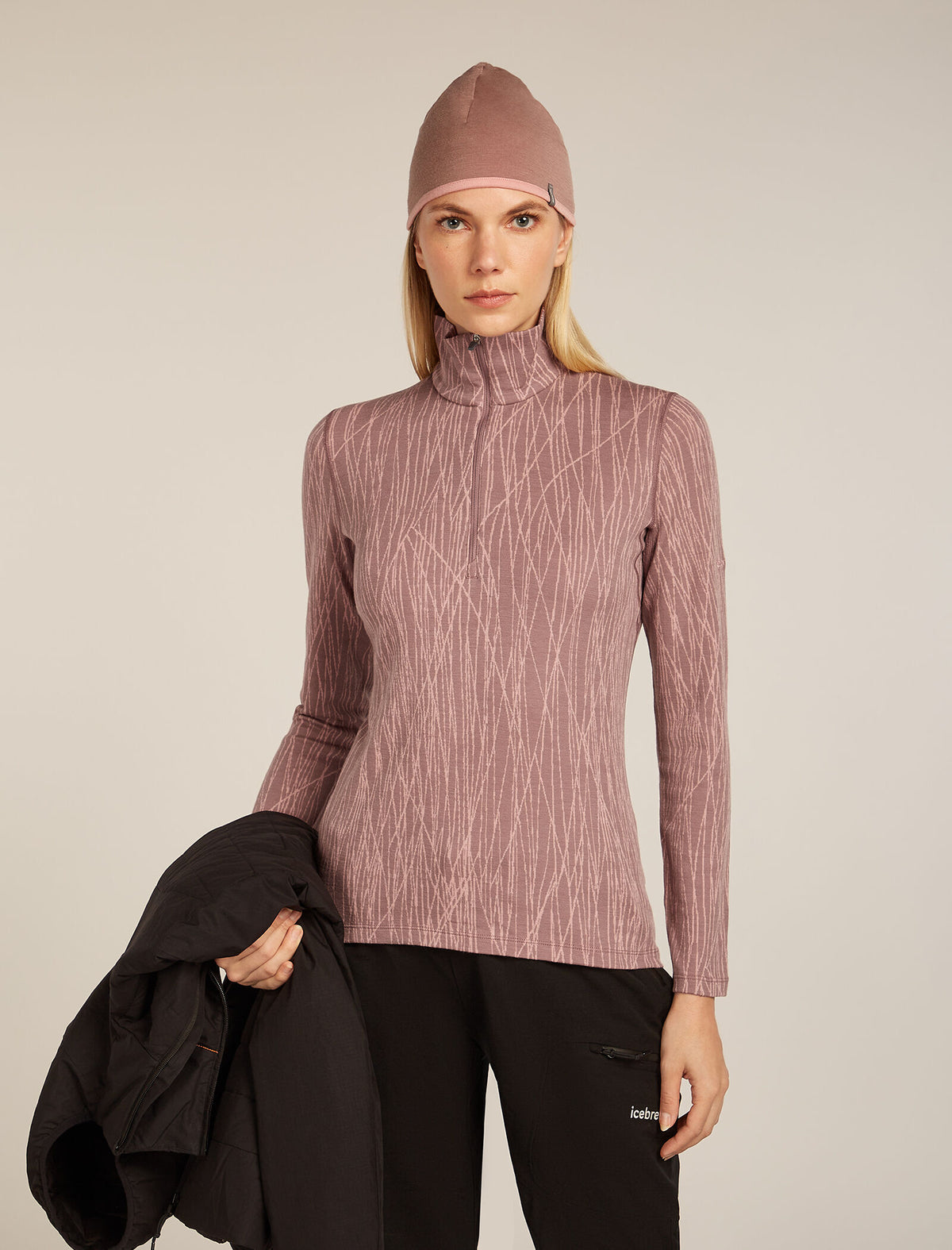 Merino 260 Tech Vertex Long Sleeve Half Zip Thermal Top Delta Lines Summit/Blush - 4