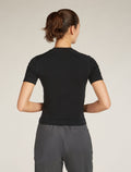 Women’s Merino Blend 260 Seamless Rib Short Sleeve Mock Neck Thermal Top Black - 2