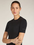 Women’s Merino Blend 260 Seamless Rib Short Sleeve Mock Neck Thermal Top Black - 5
