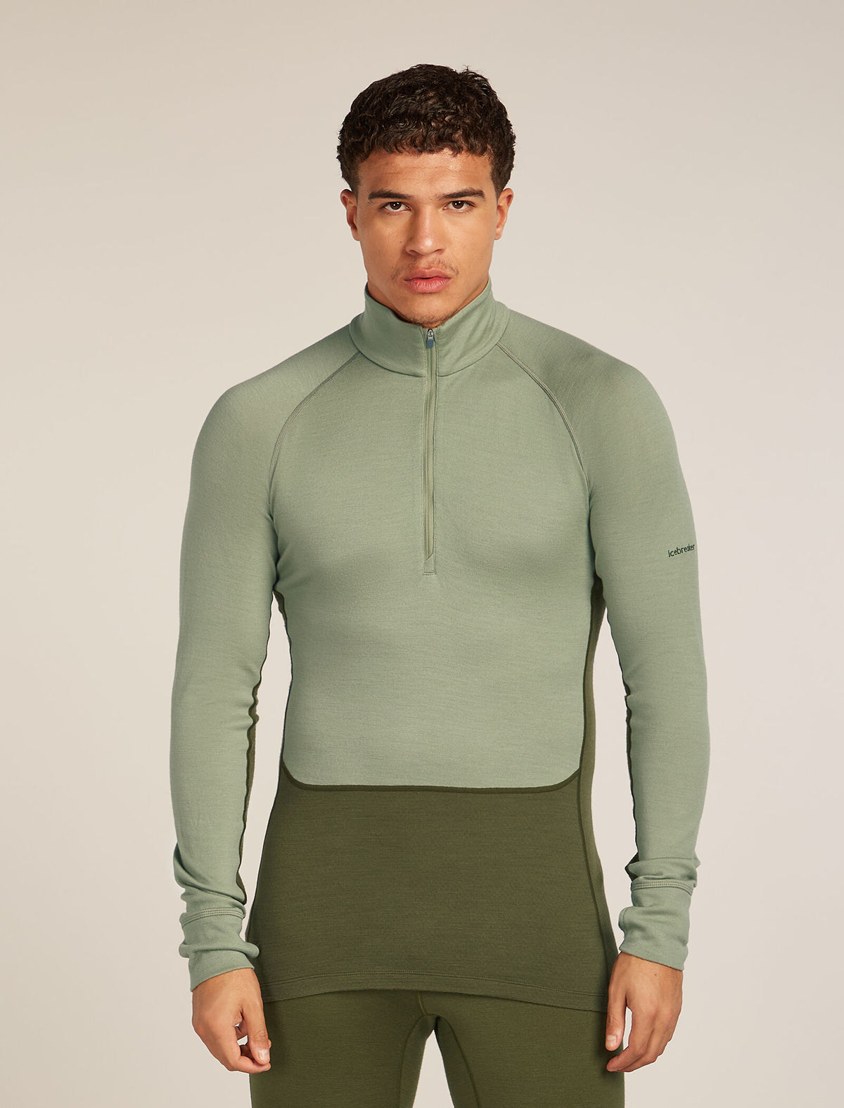 Men’s Merino 260 ZoneKnit™ long sleeve Half Zip Loden/Lichen - 1