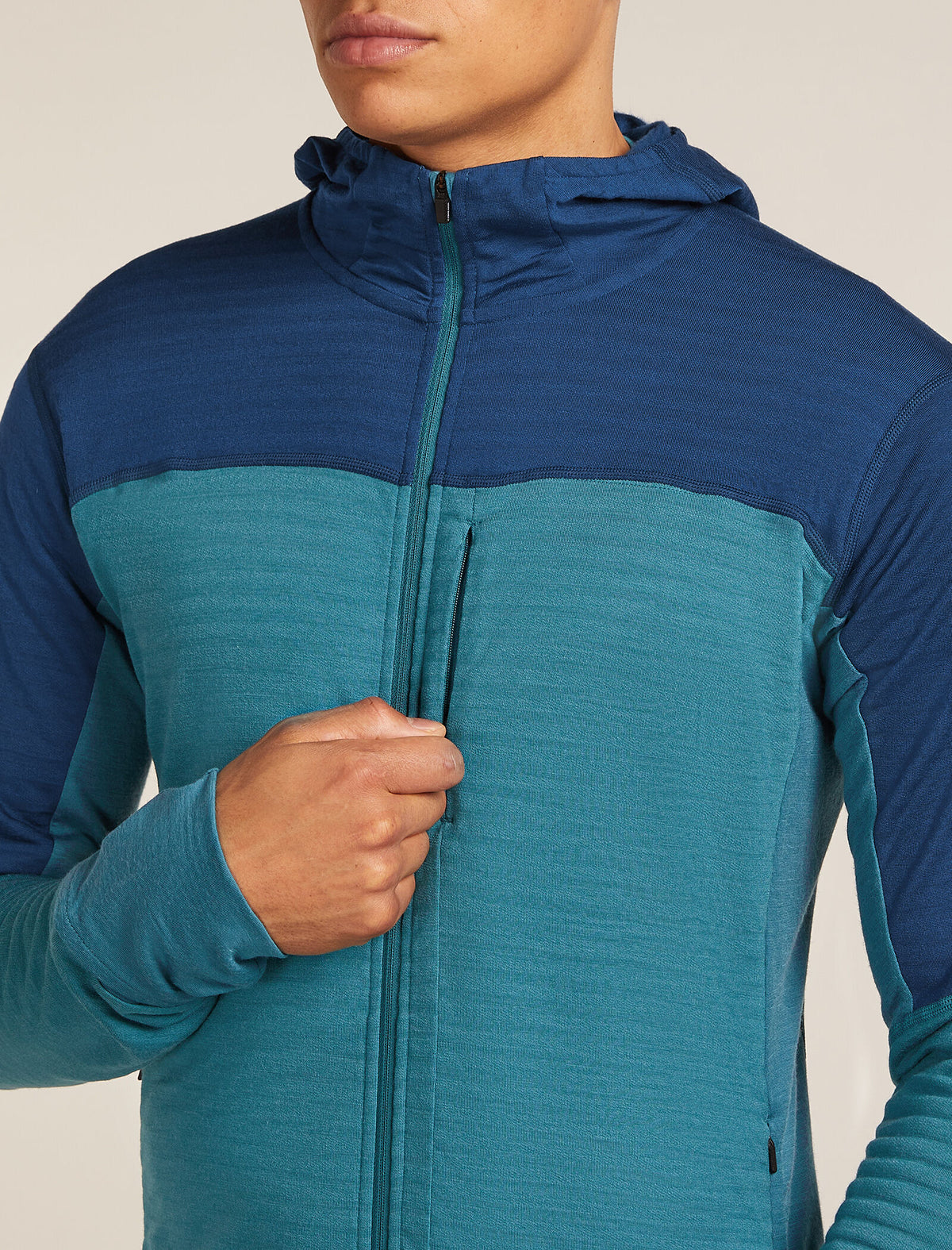 Merino Blend 300 RealFleece™ Descender Long Sleeve Zip Hoodie Topaz/Atlantis - 8