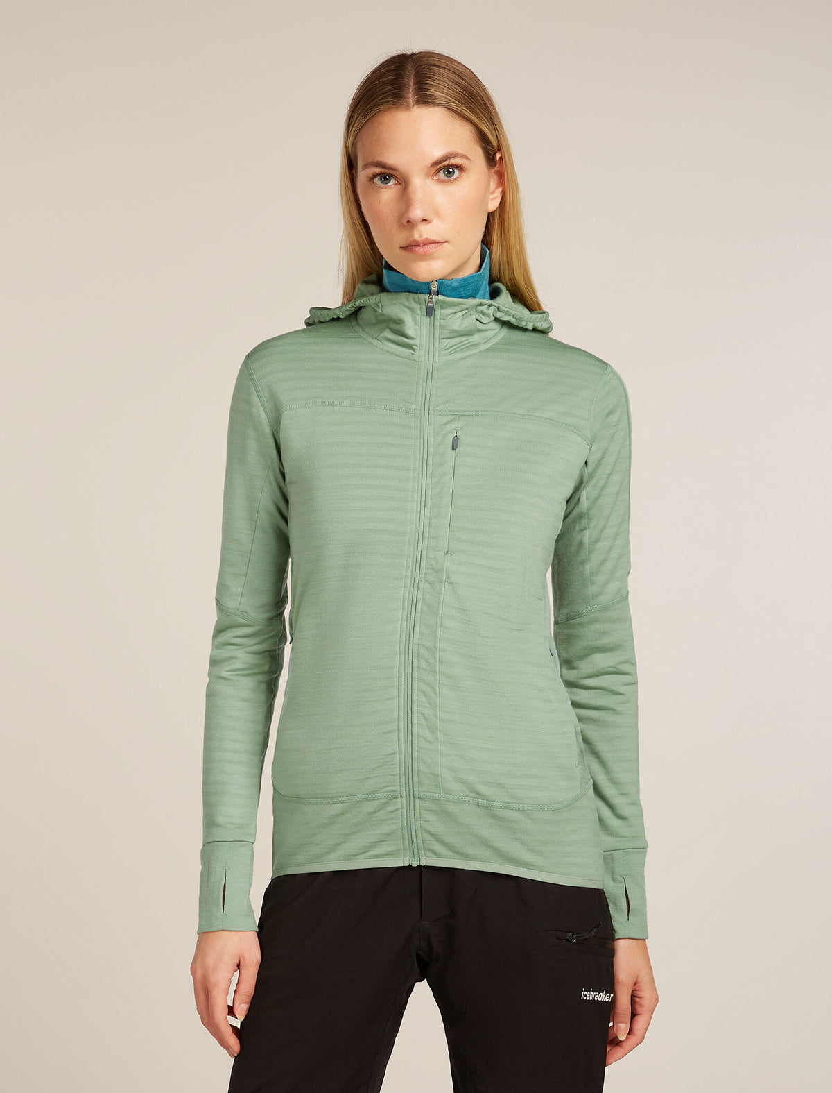 Merino Blend 300 RealFleece™ Descender Long Sleeve Zip Hoodie Seaglass - 1