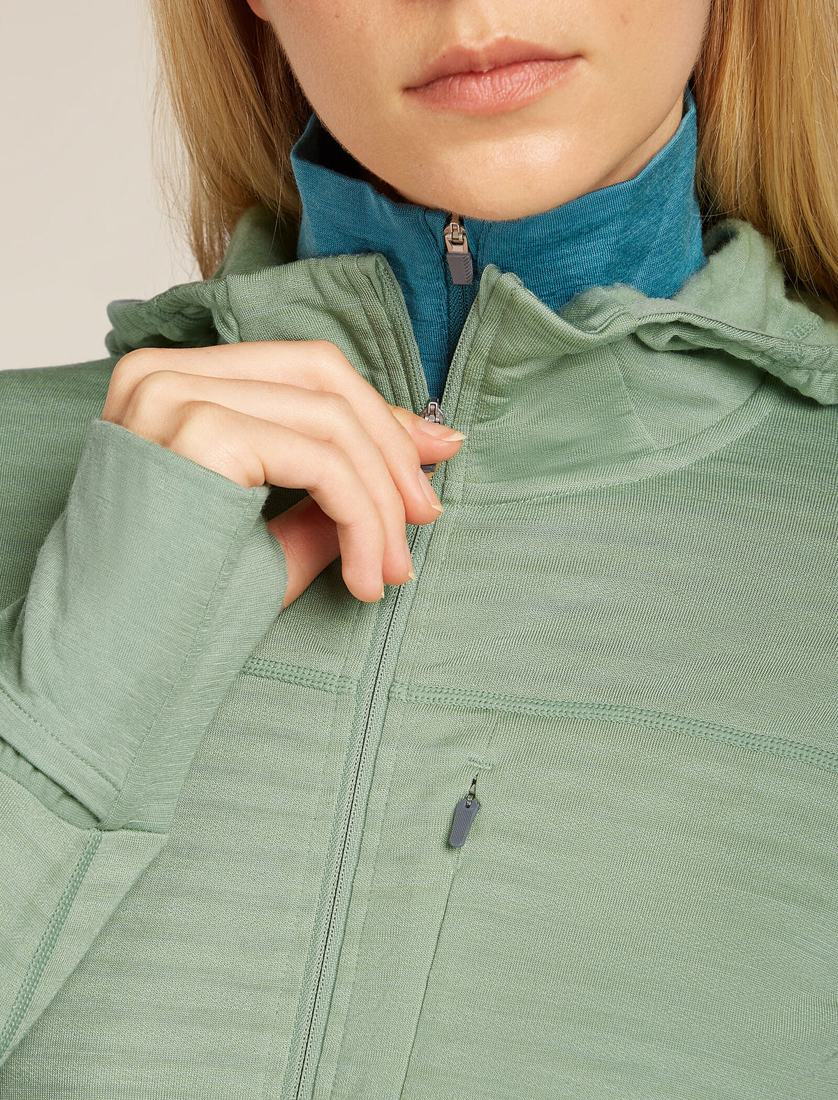 Merino Blend 300 RealFleece™ Descender Long Sleeve Zip Hoodie Seaglass - 7