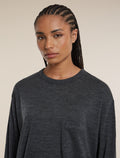Unisex Merino 150 Long Sleeve Pocket T Shirt Jet Heather - 12