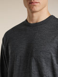 Unisex Merino 150 Long Sleeve Pocket T Shirt Jet Heather - 14