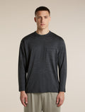 Unisex Merino 150 Long Sleeve Pocket T Shirt Jet Heather - 3