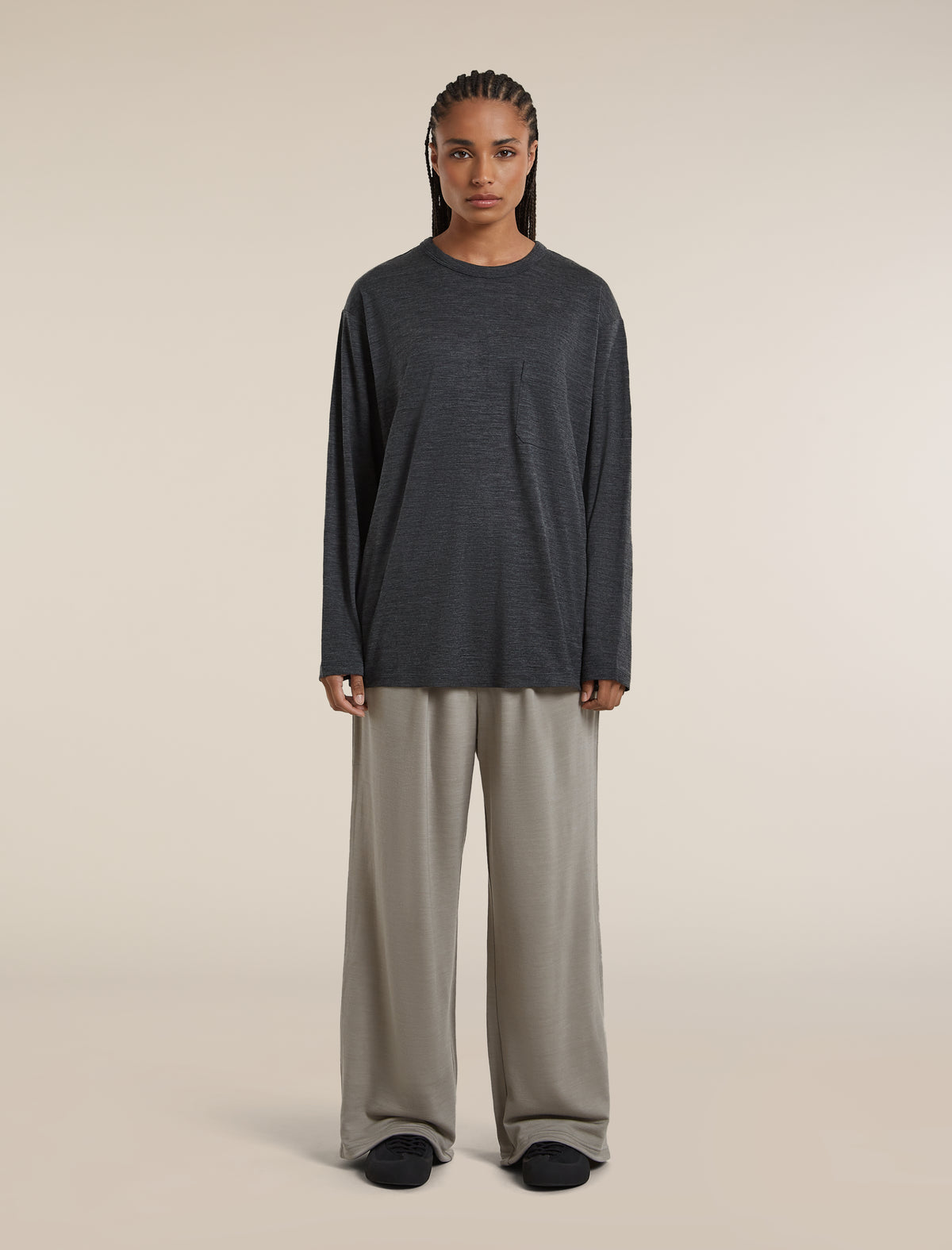 Unisex Merino 150 Long Sleeve Pocket T Shirt Jet Heather - 8