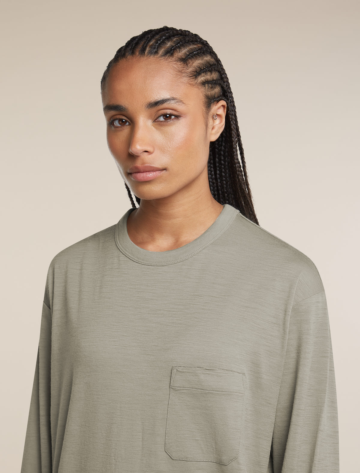 Unisex Merino 150 Long Sleeve Pocket T Shirt Smokey Grey - 11