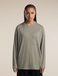 Unisex Merino 150 Long Sleeve Pocket T Shirt Smokey Grey - 2
