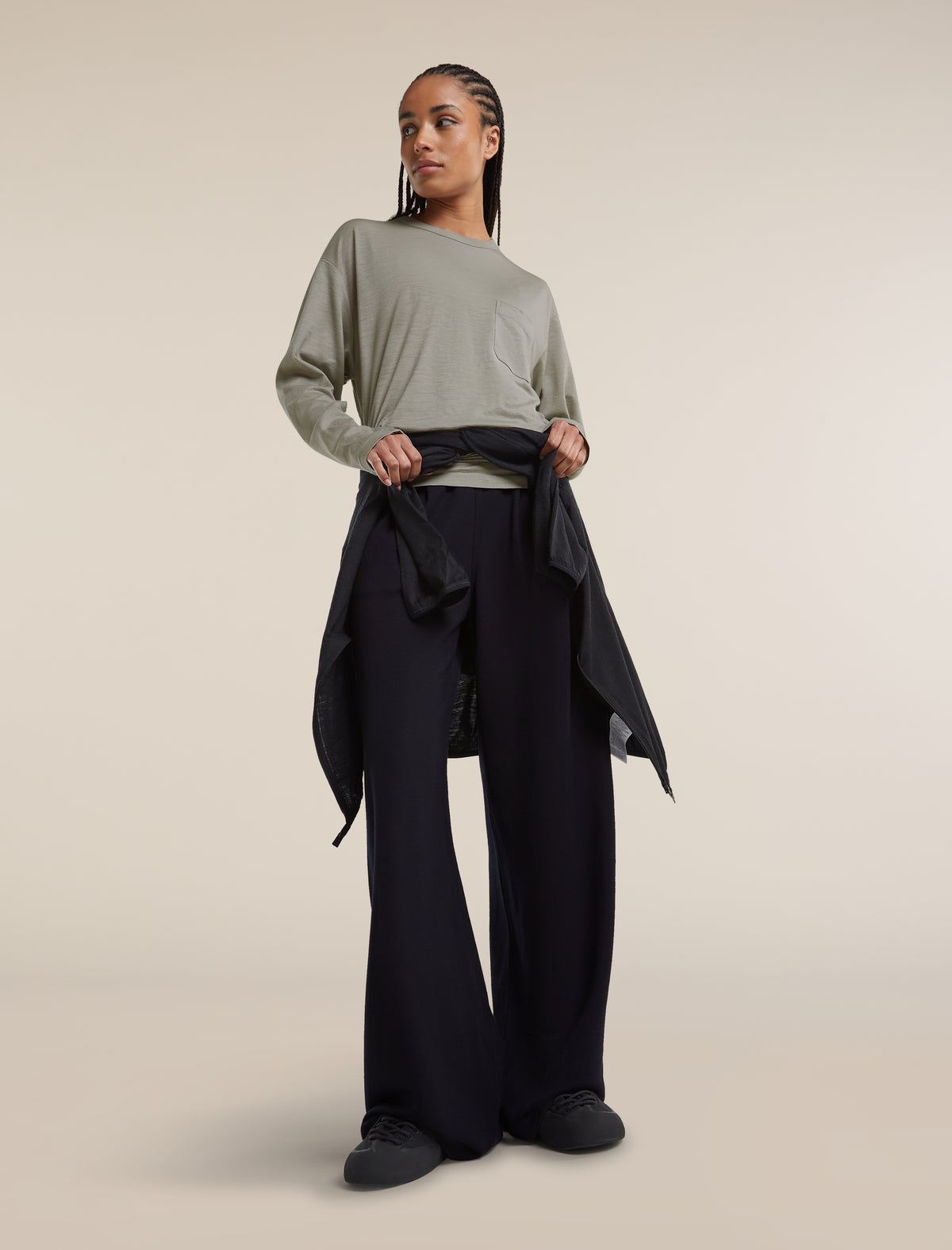 Unisex Merino 150 Long Sleeve Pocket T Shirt Smokey Grey - 16
