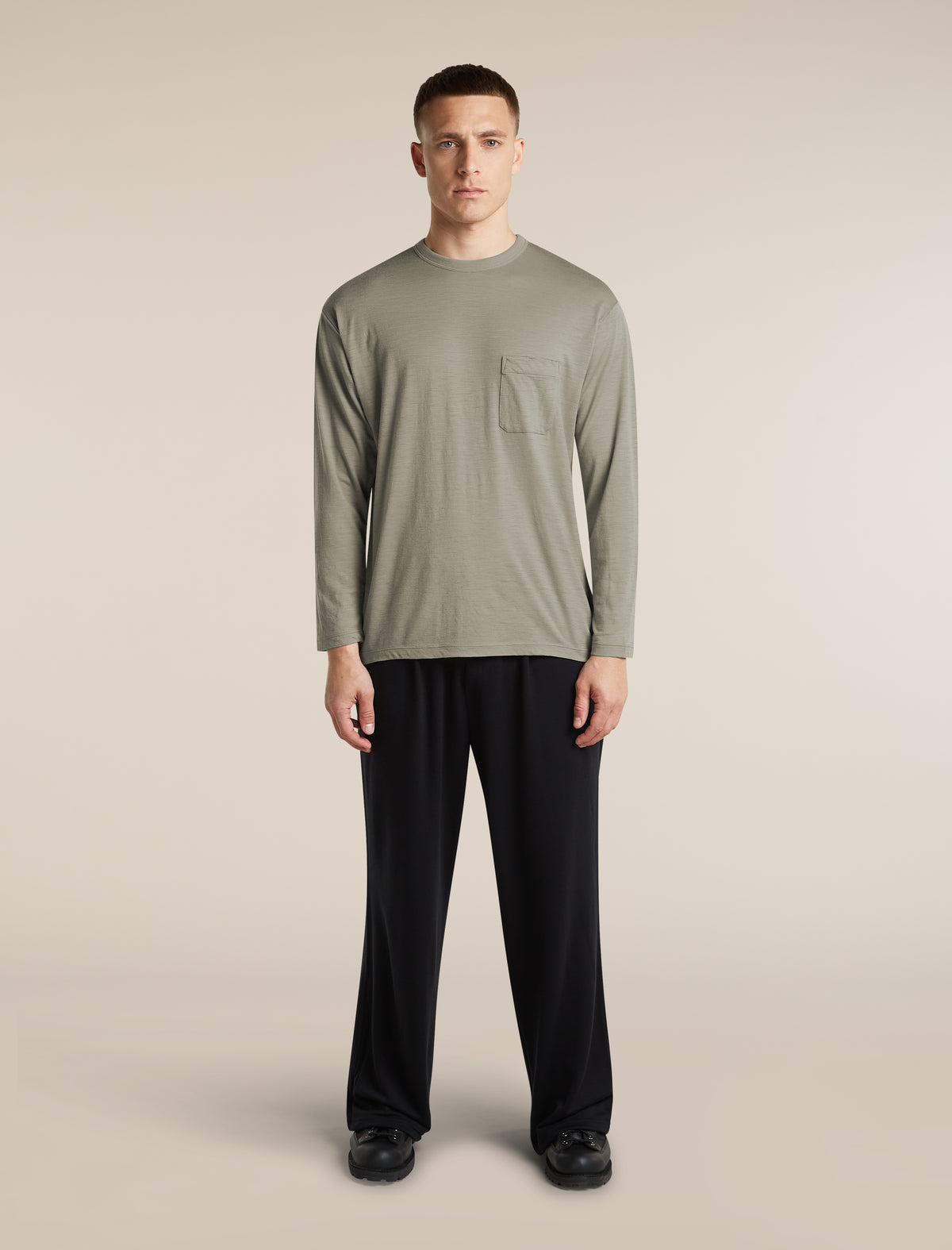 Unisex Merino 150 Long Sleeve Pocket T Shirt Smokey Grey - 5