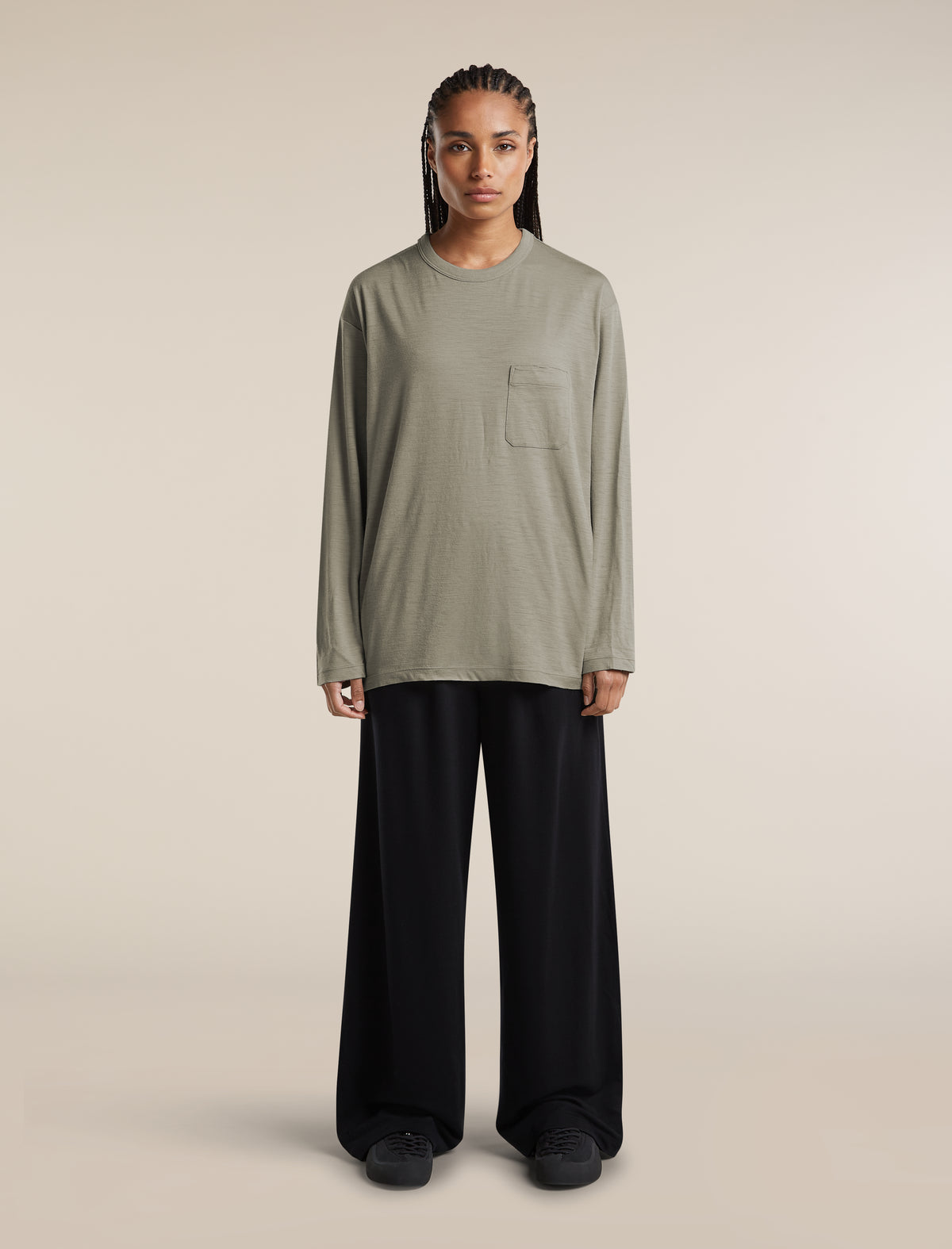 Unisex Merino 150 Long Sleeve Pocket T Shirt Smokey Grey - 6