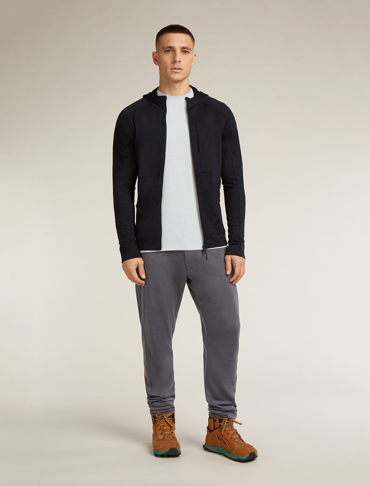 Men’s Merino Blend 200 RealFleece™ Explore Long Sleeve Zip Hoodie Black - 3