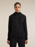 Women’s 150 MerinoFine™ Ace Long Sleeve Zip Hoodie UPF Black - 1