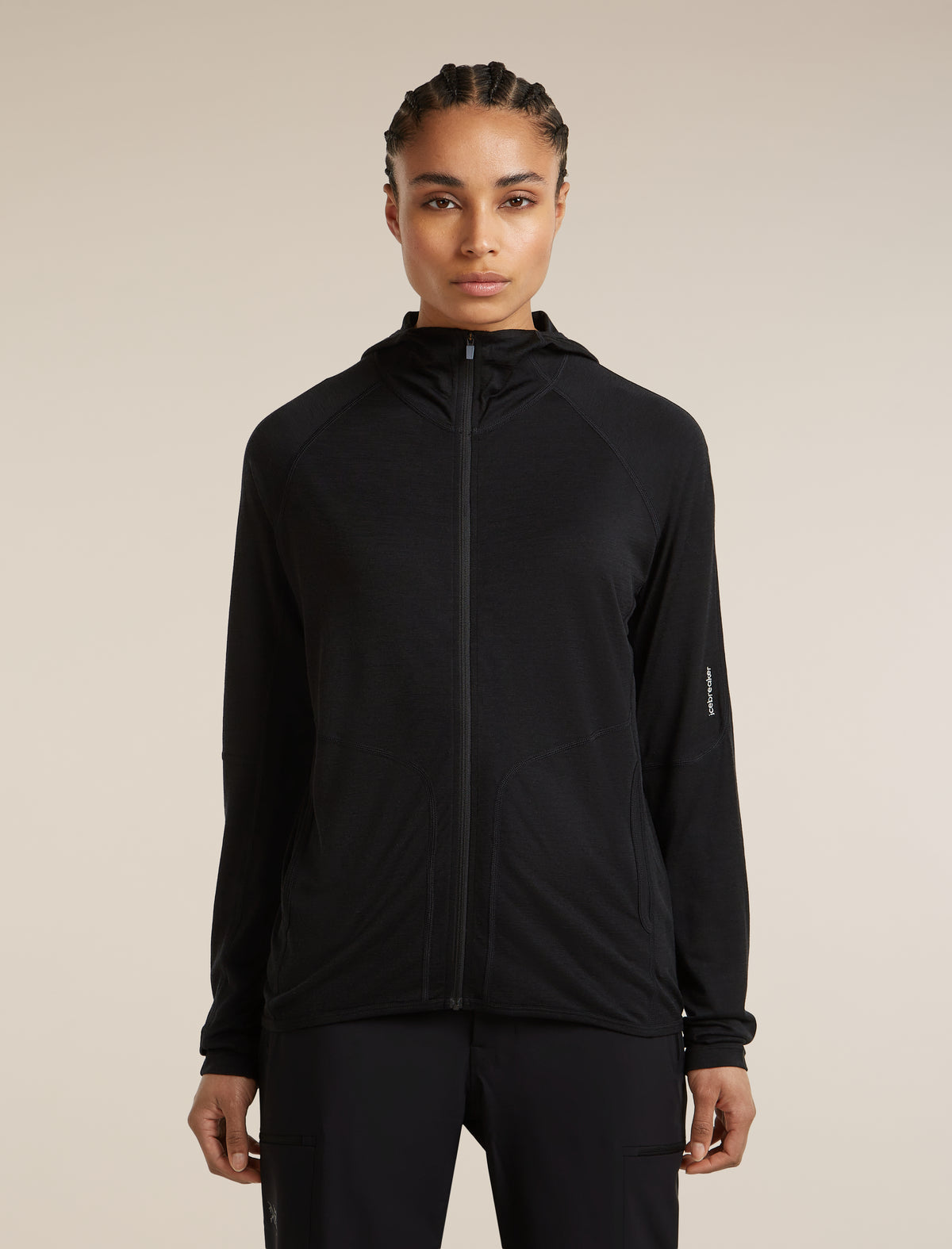 Women’s 150 MerinoFine™ Ace Long Sleeve Zip Hoodie UPF Black - 1