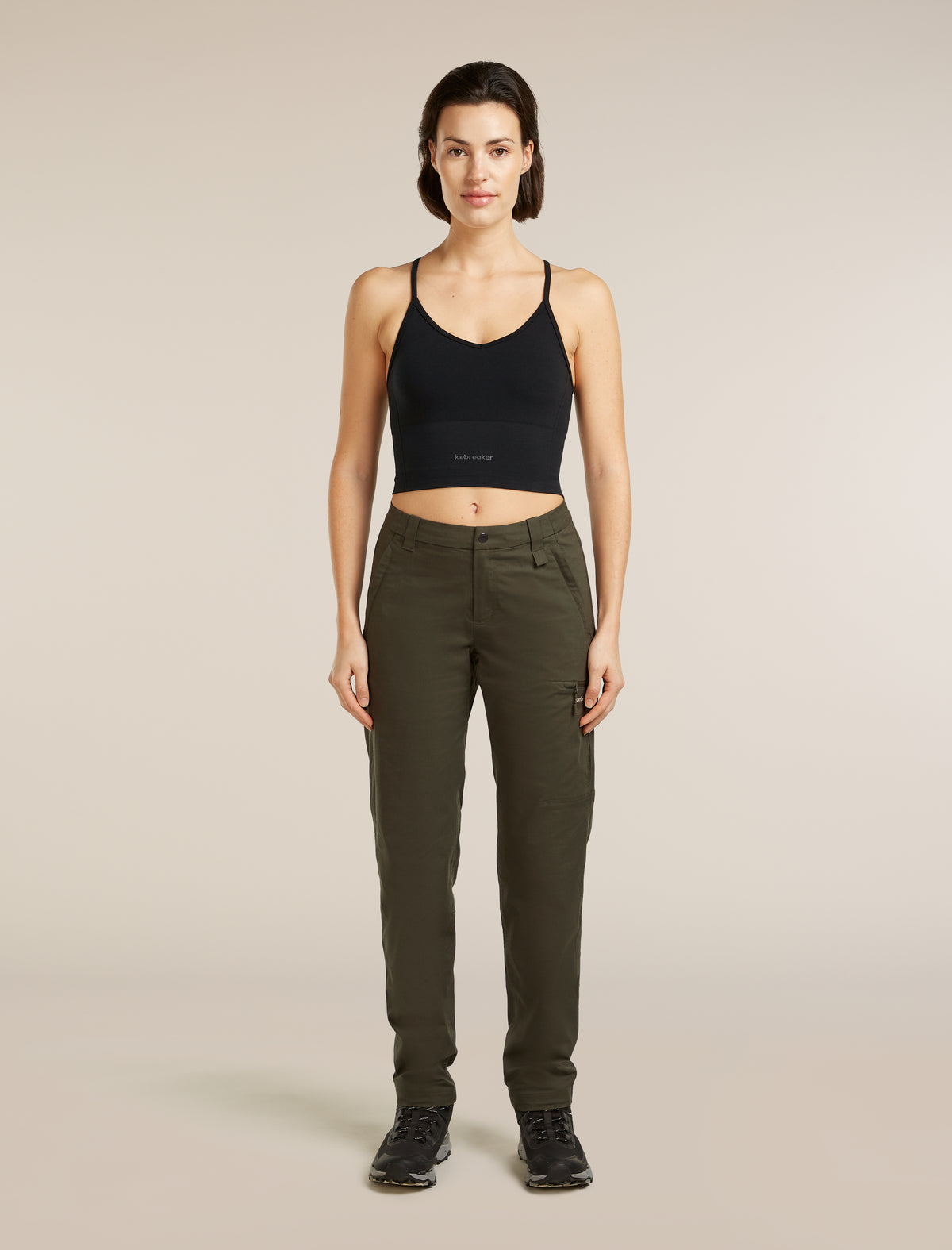 Women’s Merino Blend 260 Seamless Rib Strappy Tank Black - 3