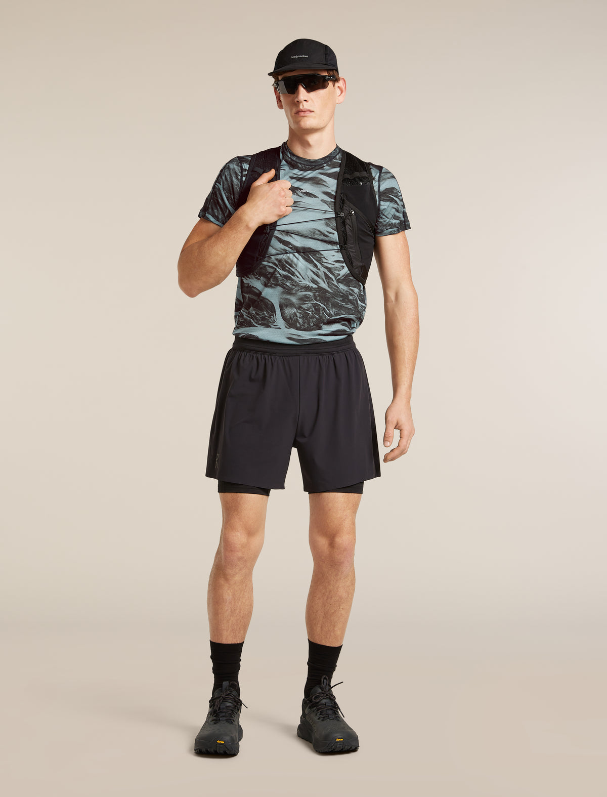 Men’s Merino Blend 125 Cool-Lite™ Speed Short Sleeve T-Shirt Motion AOP Flint blue/Black/Aop - 4