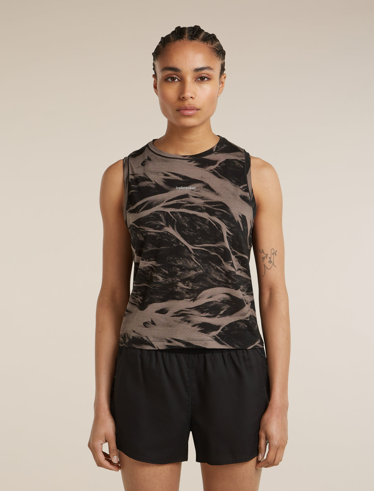 Women’s Merino Blend 125 Cool-Lite™ Speed Tank Motion AOP Porcini/Black/Aop - 1