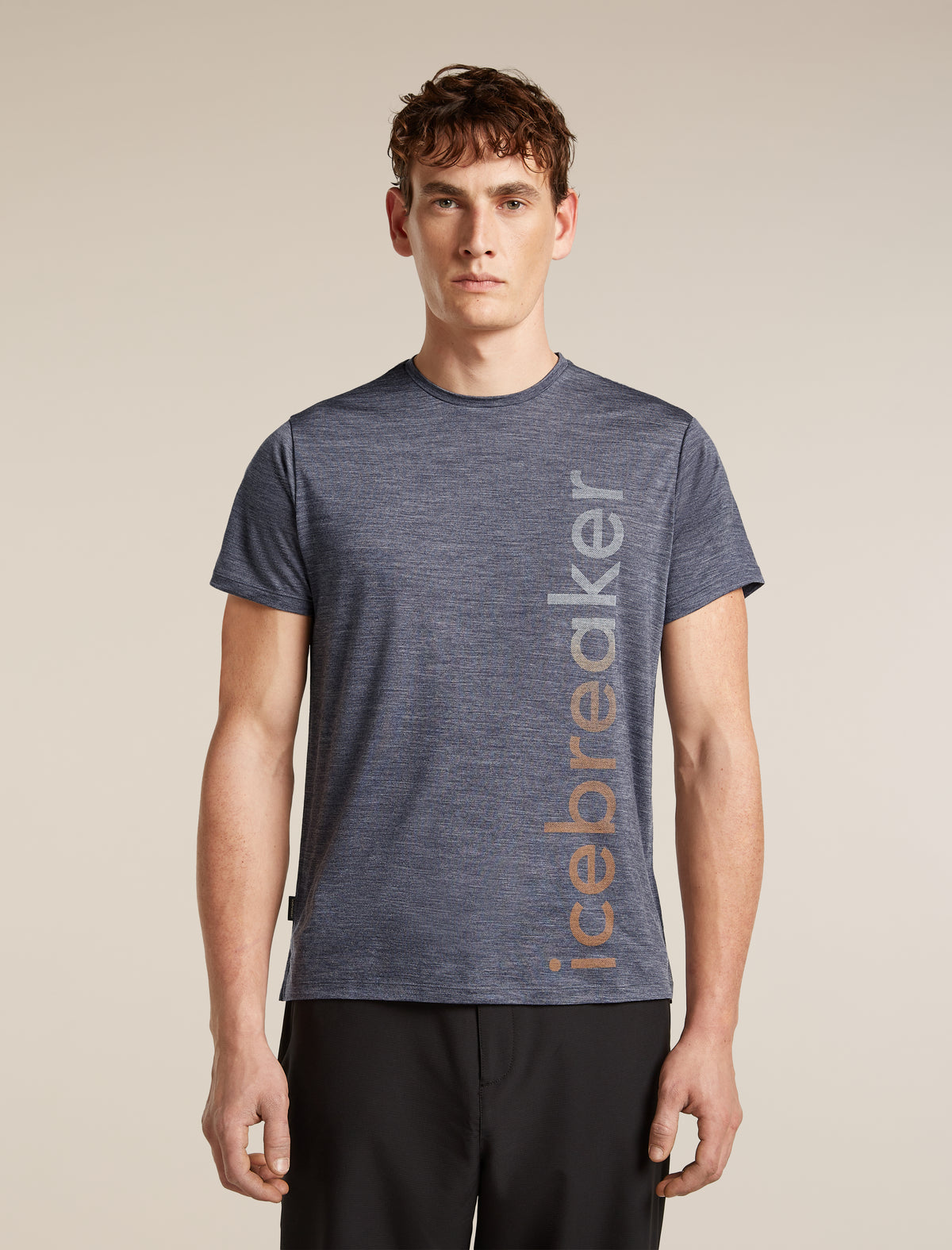 Men’s Merino Blend 125 Cool-Lite™ Sphere Short Sleeve T-Shirt IB Vertical Midnight Navy Hthr - 1