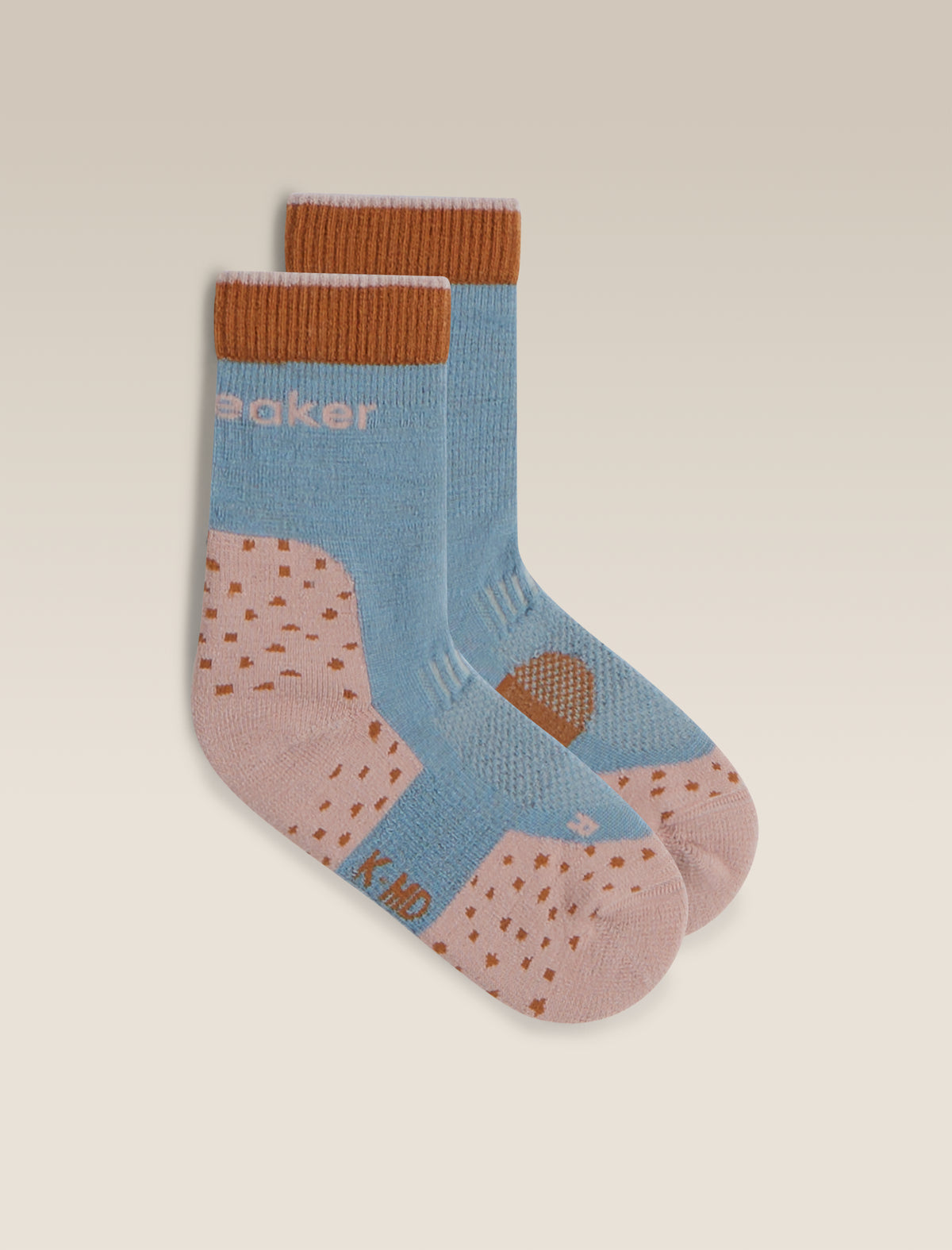 Kids’ Merino Hike+ Light Crew Flint blue/Pink quartz/Trail - 1