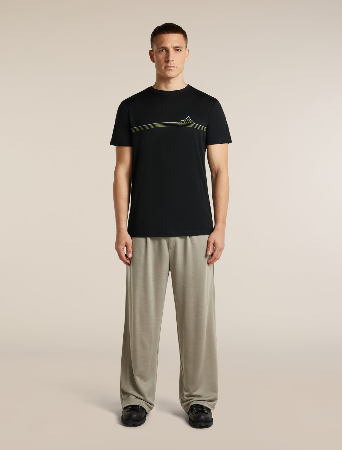 Men's Merino 150 Tech Lite Short Sleeve T Shirt Range Stripes Black - 3