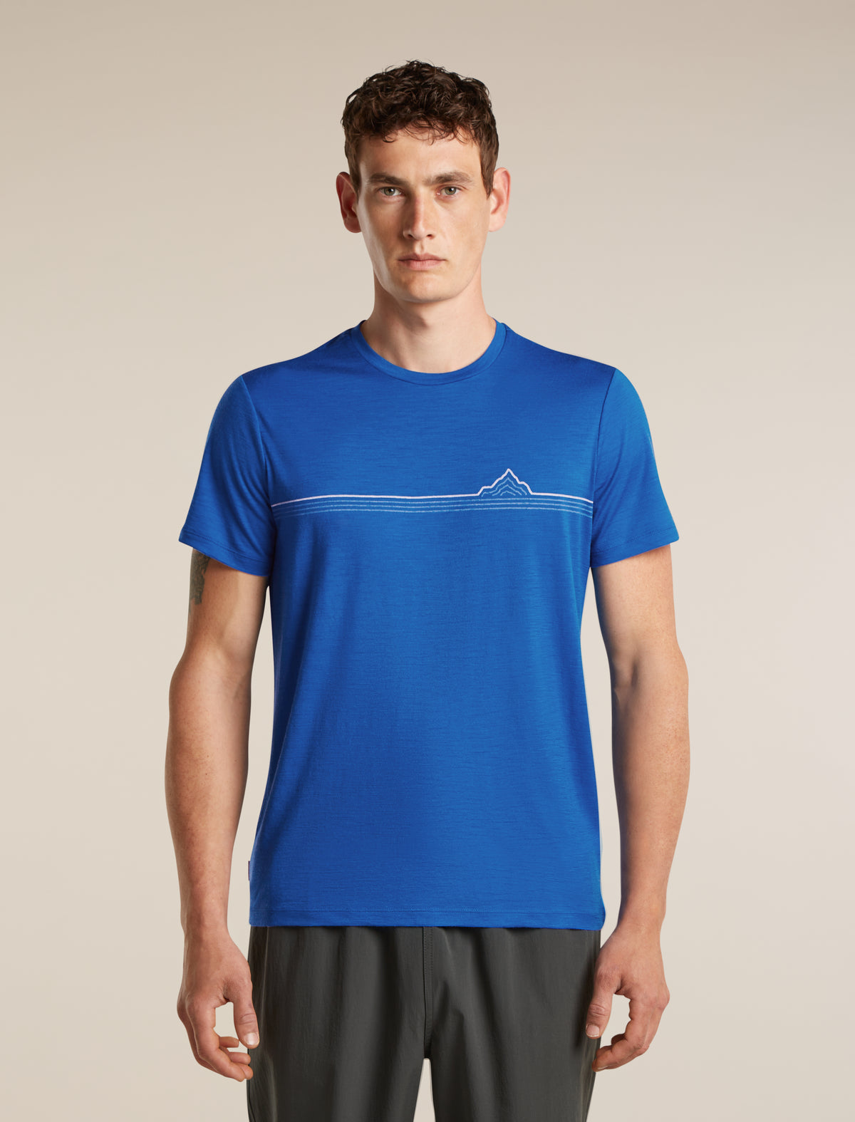 Men's Merino 150 Tech Lite Short Sleeve T Shirt Range Stripes Lazurite - 1
