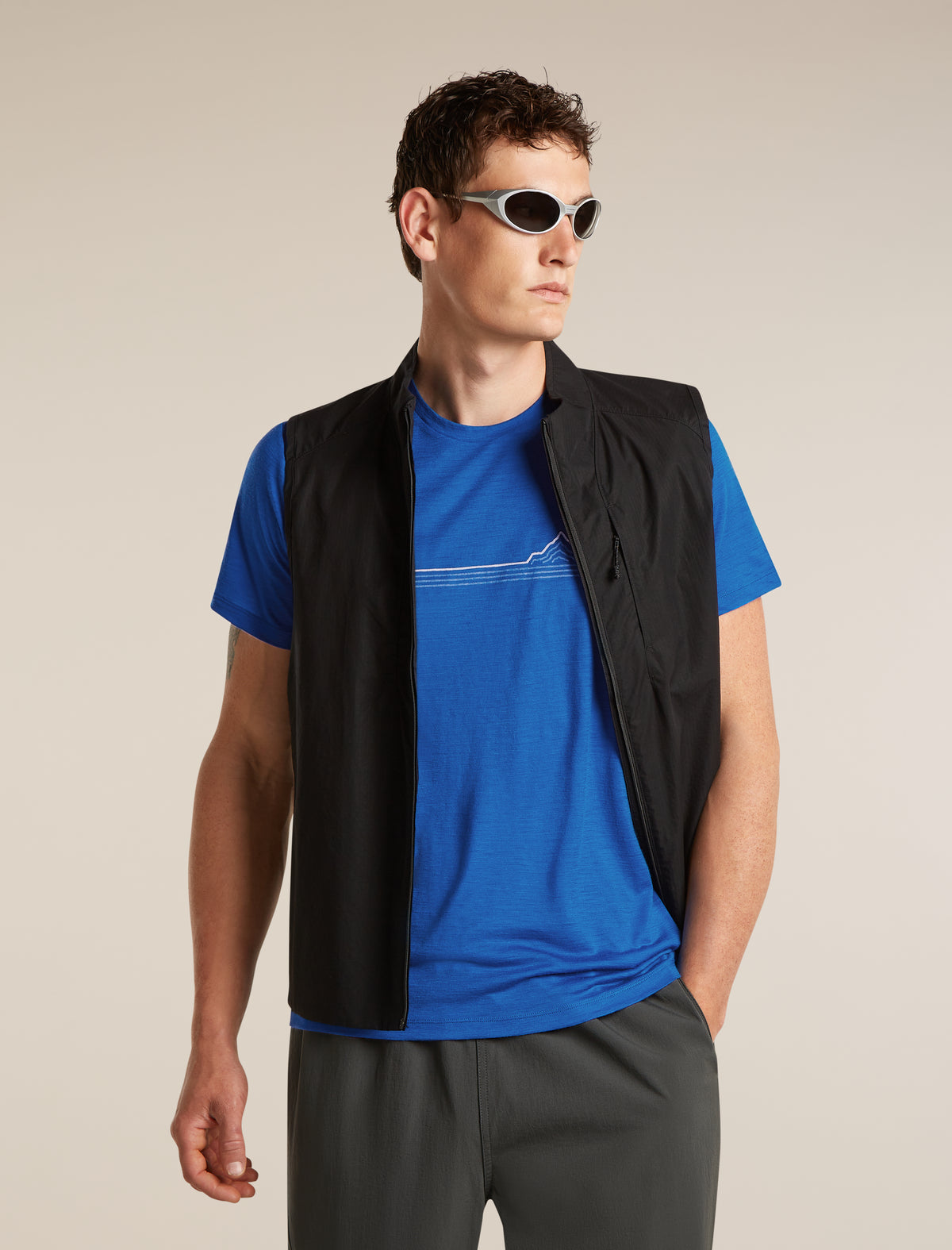 Men's Merino 150 Tech Lite Short Sleeve T Shirt Range Stripes Lazurite - 5