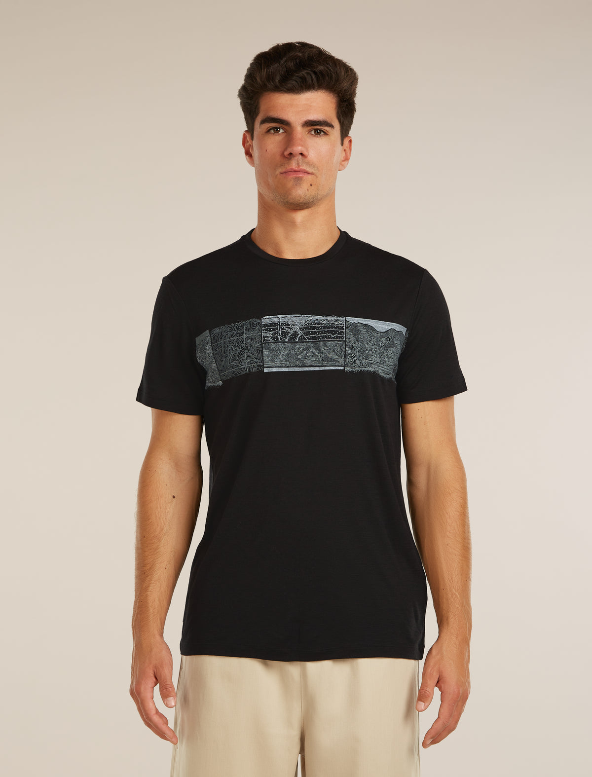 Men’s Merino 150 Tech Lite Short Sleeve T-Shirt Elevation Line Black - 1