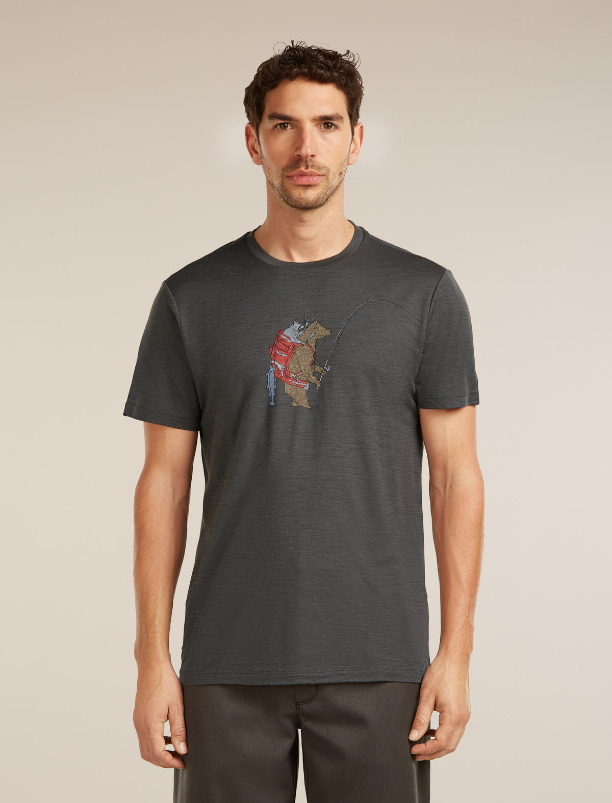 Men Merino 150 Tech Lite Short Sleeve T Shirt Bear Catch Obsidian - 1
