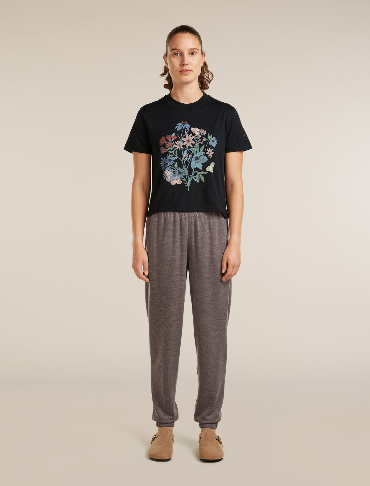 Women’s Merino 150 Tech Lite Short Sleeve Crop T-Shirt NZ Flora Black - 3